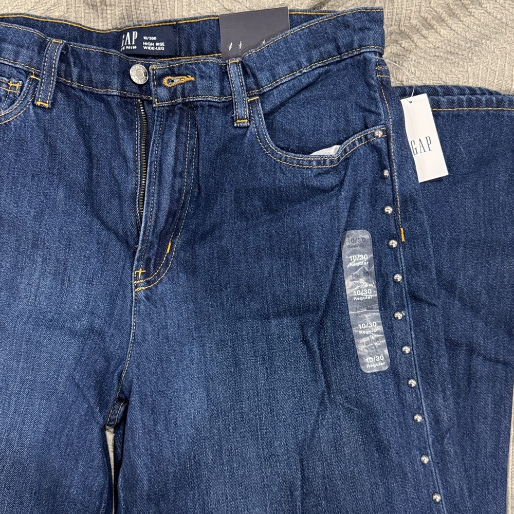 High Rise SuperSoft Studded Wide-Leg Size 10 / 30 regular - Picture 8 of 10